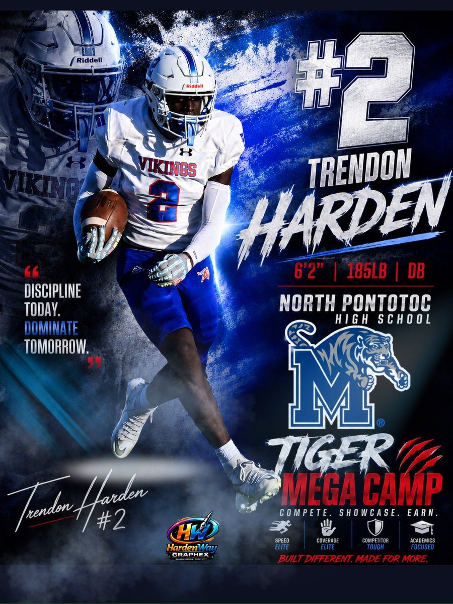 HardenTrendon's tweet photo. Big camp weekend ahead. Locked in and ready to compete.
📍 May 31 — Mississippi State Top Dawg Camp
📍 June 1 — Memphis Mega Camp
Trendon Harden | 6'2" 185 lbs | DB
North Pontotoc High School (MS)
Class of 2028
🎥 Hudl: https://t.co/jXbG6xtP0a
@HailStateFB @CoachCBell26 @CoachUno1 @MemphisFB @C0ACHBALLENTINE @JackJacoby_ @PrepRedzoneMS @CFBTalkDaily
#AGTG #ClassOf2028 #DB #RecruitMS #MississippiFootball #FootballRecruiting