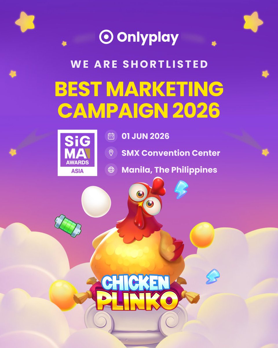 Onlyplay_'s tweet photo. 📣 Chicken Plinko by Onlyplay shortlisted for BEST MARKETING CAMPAIGN 2026 at the SiGMA Asia Awards!

#Onlyplay #OnlineSlots #InstantWin #CrashGames #GamingInnovation #iGaming #winningcombination https://t.co/dY92eTlV1G