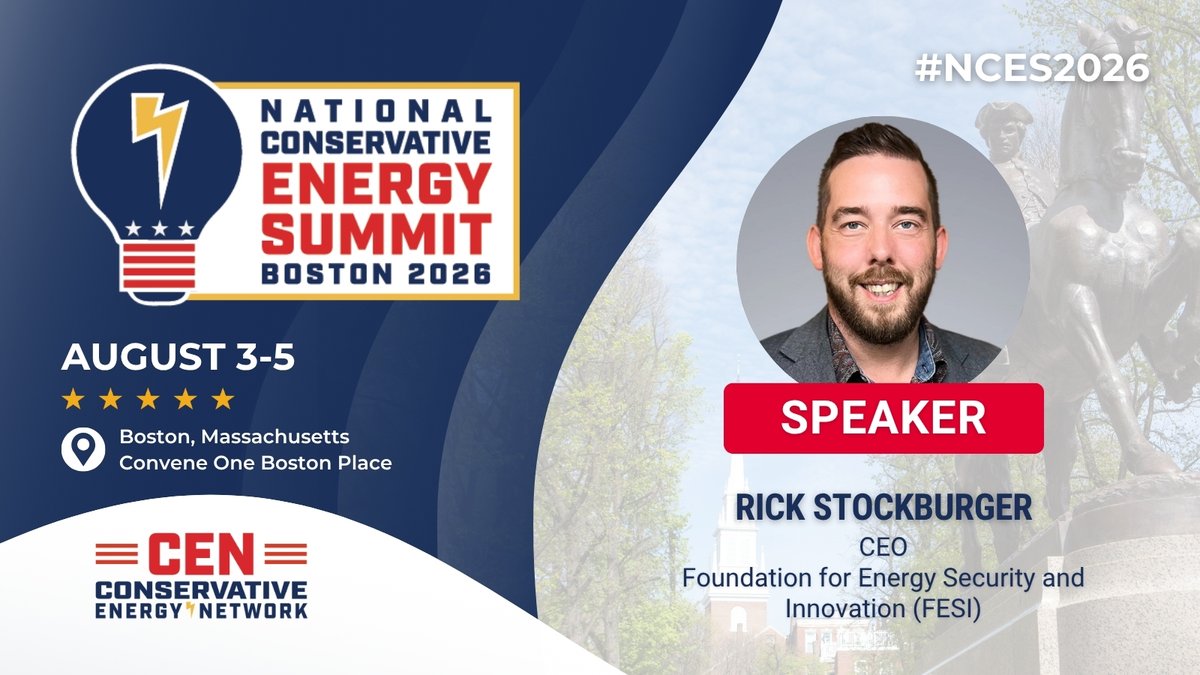 ConsEnergyNet's tweet photo. 📣 We’re excited to announce our first panelist at #NCES2026, @rickstockburger at FESI.

Join us for the panel “From Policy to Product: How American Innovation Drives Energy Leadership” on 8/3 at 3:30 PM ET.

Register today 🔗 https://t.co/RvAxh70h2V https://t.co/KscL1GJS1T
