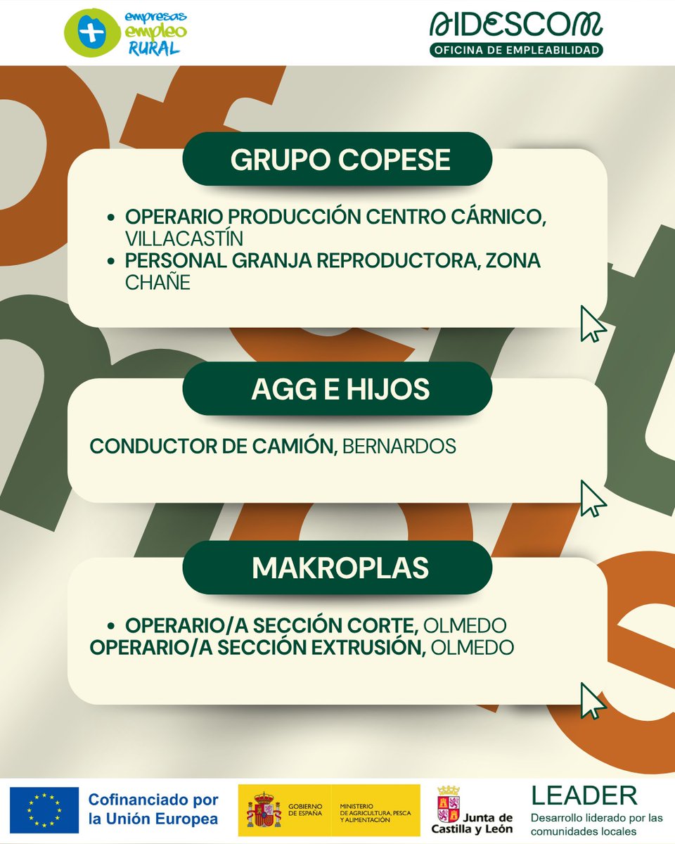 aidescom's tweet photo. ¡Buenos días! 😊

Os dejamos una lista con ofertas de empleo que aún siguen activas a día de hoy 🙌🏼

Si quieres obtener más información acerca de alguna oferta, contáctanos en el correo empleo@aidescom.org en el teléfono 623 540 400 📞

#empleabilidad #empleo #ofertadeempleo https://t.co/RLr0hyYwE6