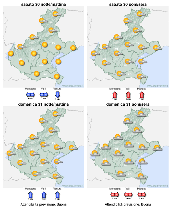 arpaveneto's tweet photo. #meteoweekend #veneto stabile e abbastanza soleggiato fino a domenica-ore centrali, poi probabile instabilità prima sui monti, di sera in pianura. Dettagli 👉https://t.co/7FBsNbqSrD https://t.co/4FIWu8zKRO