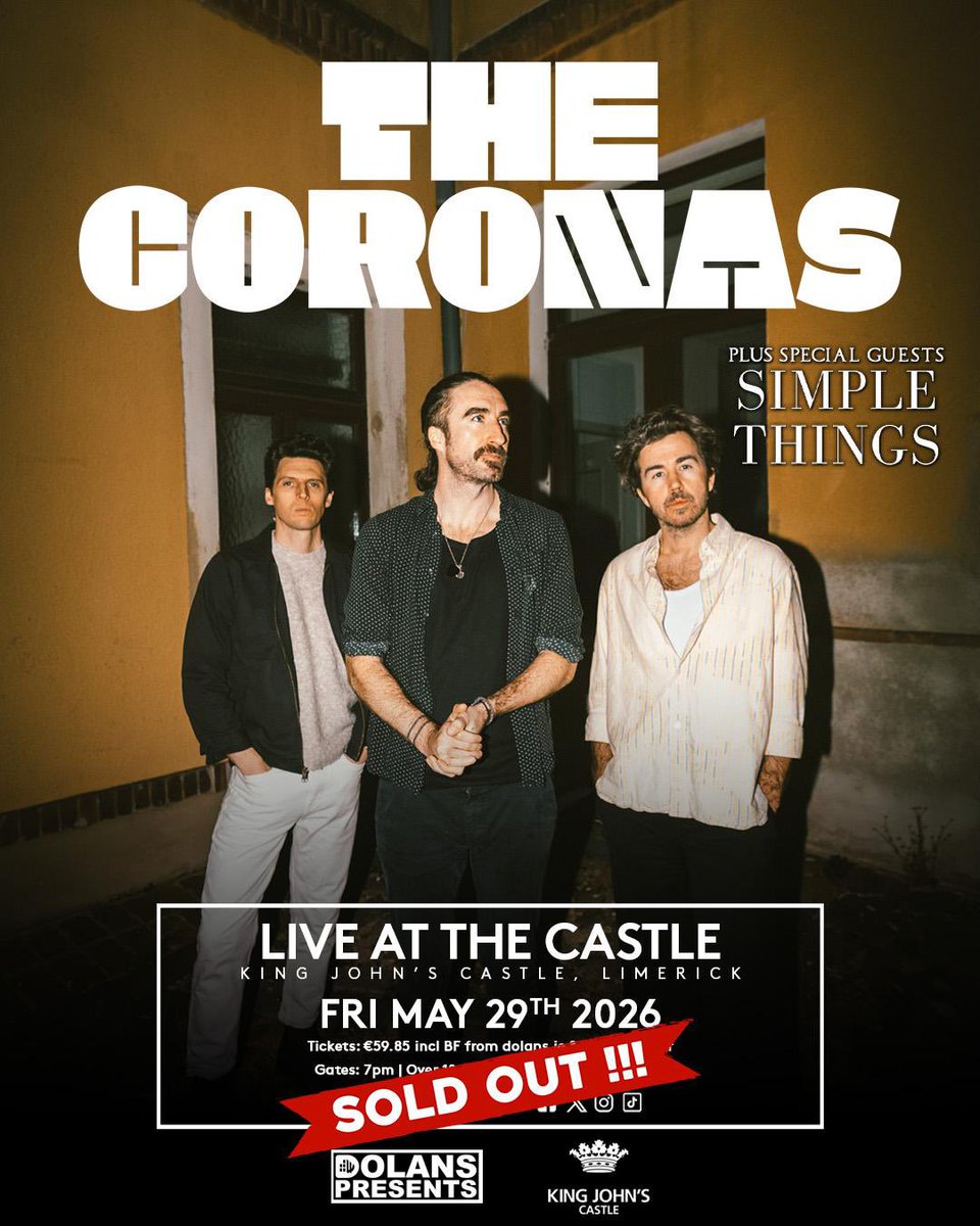 TheCoronas's tweet photo. And we are sold out tonight Limerick! Gonna be great 💚

Stage Times
Doors: 7pm
Simple Things: 7.45pm
The Coronas: 8.30pm https://t.co/yMN4cNMD31