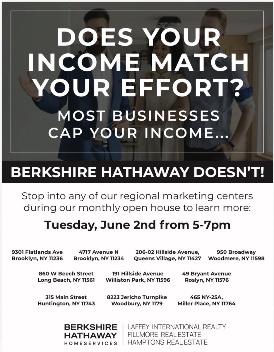 joedevito15's tweet photo. Berkshire Hathaway want You 🫵 to Come join us at our career night event this Tuesday evening at your local New York office use QR code or call 718-377-6161 to register https://t.co/UsRXACyw6G