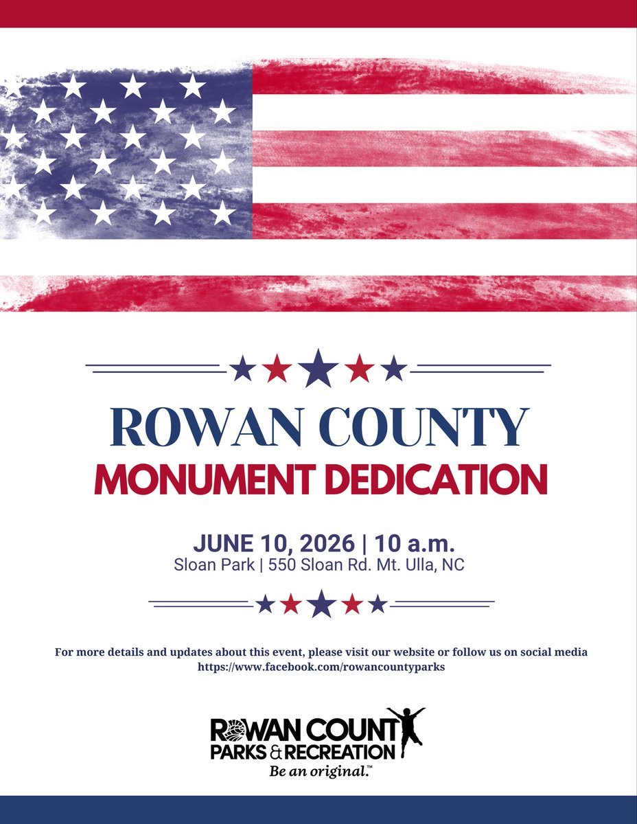 MikeCaskey81814's tweet photo. Join us on June 10 for the dedication of Rowan County’s America 250 Monument as we honor our past, celebrate our present, and look toward the future while commemorating America’s 250th anniversary. 🇺🇸
#America250 #RowanCounty #NCPOL https://t.co/Ep9vqltEWm