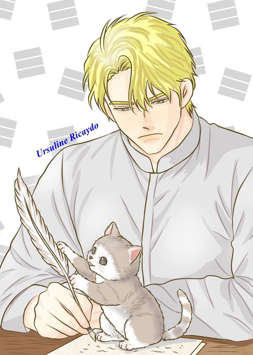 O1s72fLuAbgydmD's tweet photo. #undertheoaktree 
#オークの樹の下
#상수리나무아래
#ときめき互助会
「猫とイケメン」シリーズ🐱
猫って物を書く時に絶対に邪魔しますよね😅
邪魔されて可愛いランキング1位のリカイド卿💛 https://t.co/uvOH2BdVhc