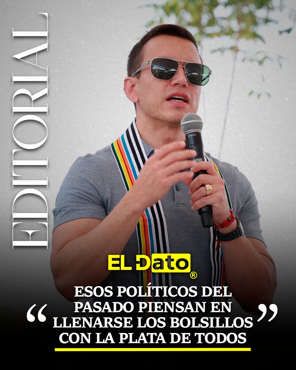ElDatoEcua's tweet photo. #Editorial "ESOS POLÍTICOS DEL PASADO PIENSAN EN LLENARSE LOS BOLSILLOS CON LA PLATA DE TODOS"

El presidente de Ecuador, Daniel Noboa, lanzó fuertes críticas contra sectores de la vieja clase política, a quienes acusó de haber utilizado el poder para beneficiar intereses particulares y realizar “negocios chuecos” con recursos públicos.

“¡Esos políticos del pasado piensan en llenarse los bolsillos con la plata de todos, creen que gobernar es amarrar negocios chuecos, eso jamás va a suceder y por eso nos atacan!”, manifestó el mandatario durante una intervención pública.

Noboa aseguró que las críticas y ataques contra su administración responden a la forma en que ha decidido gobernar, marcando distancia de prácticas políticas tradicionales y de acuerdos con sectores de poder.

“Esos viejos políticos están en crisis porque yo gobierno de manera diferente, están en crisis porque yo me debo a la gente y no a ellos”, afirmó el jefe de Estado.

El Presidente también sostuvo que no mantiene compromisos políticos con antiguos grupos de influencia y señaló que no reparte cargos ni ministerios como parte de negociaciones políticas.

“No les pido consejos a ninguno de ellos, ni les hago caso ni les regalo ministerios”, expresó Noboa, quien además defendió su estrategia de seguridad y su postura frente al crimen organizado.

#ElDato #Política #Ecuador #Gobierno #DanielNoboa #AguaPotable #SantoDomingo