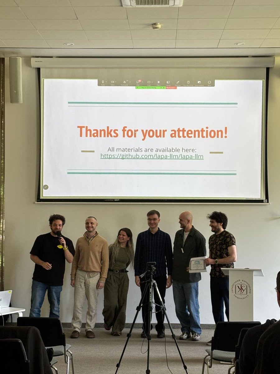 UNLP_conference's tweet photo. We congratulate the LapaLLM team on the best paper 💗

#unlpconference https://t.co/HSMThZ8NMe