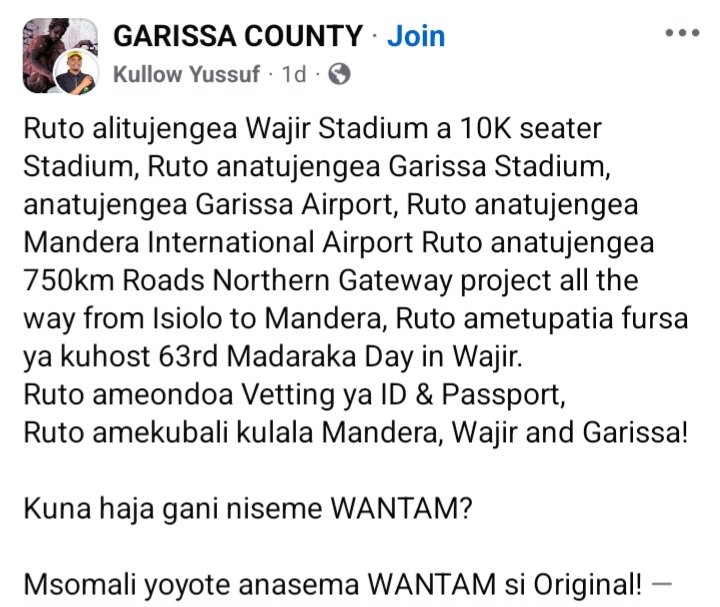 NaekuMercy's tweet photo. Wasomali wote wako Tutam. 
Since Independence Ruto is the only President, amefanya wajiskie kama Wakenya. https://t.co/DsFDQZqLow