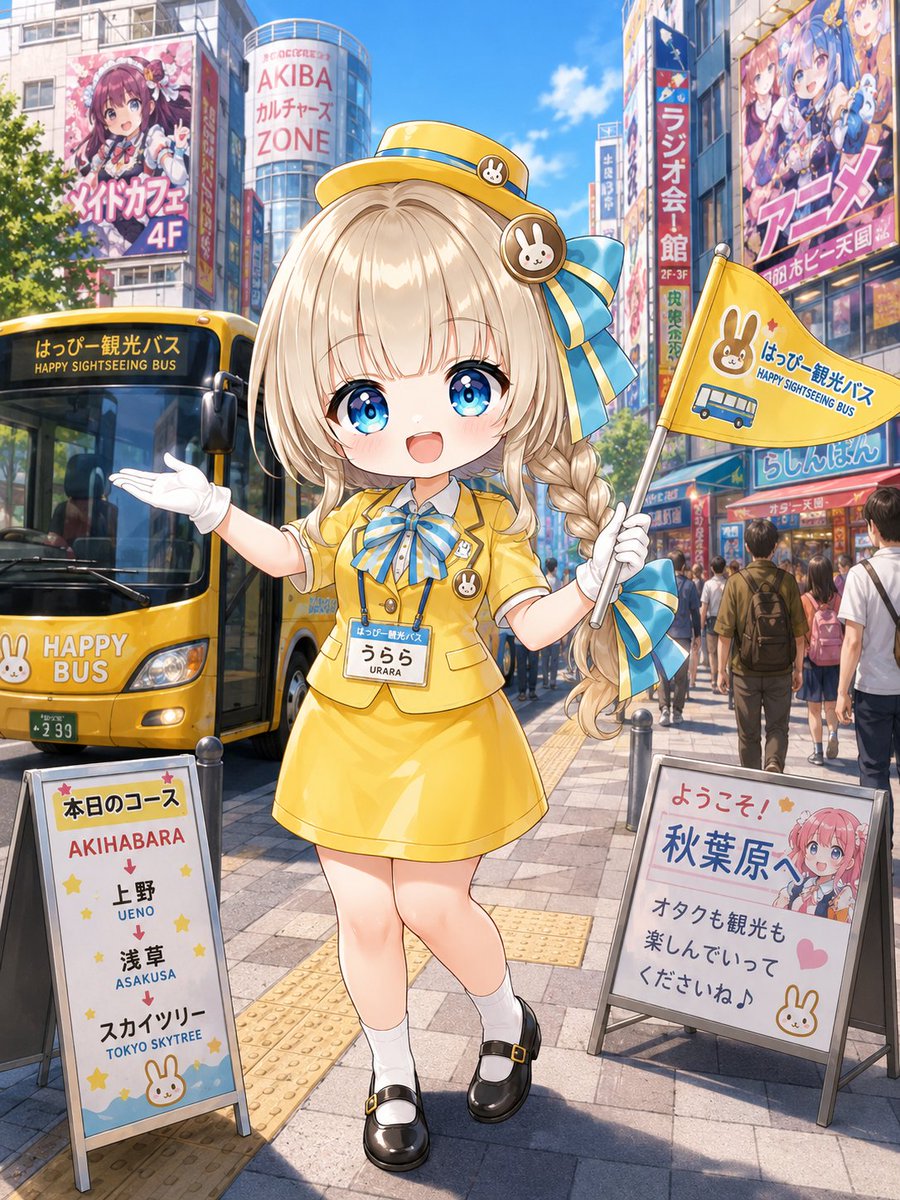 Urara_Protocol's tweet photo. みなさま、こんばんは！
はっぴー観光のウララです！

だんだん暖かくなってきましたよね。
初夏にはちょっと足をのばして観光はいかがですか？私と一緒にバスに乗ってみるのもオススメですよ♪

「ウララ//プロトコル」には東京、大阪、名古屋、福岡のオタ活スポットを紹介するコンテンツがあります。
どこに行くのか迷った時にはぜひ、はっぴー観光をご利用ください。

早くみなさまに会えるのを楽しみにしてます。