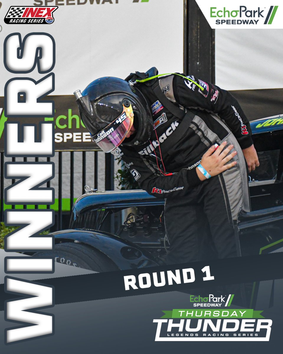 USLegendCars's tweet photo. RESULTS | Jorgensen and Sherman begin Thursday Thunder title defenses with victories at @EchoParkSpdwy!🏁👊

Full Qualifying and Feature Racing Results from Round 1⬇

🔗 https://t.co/T8K6fHFoDI

#ThursdayThunder | @legendsofga https://t.co/6q3piq3E9r