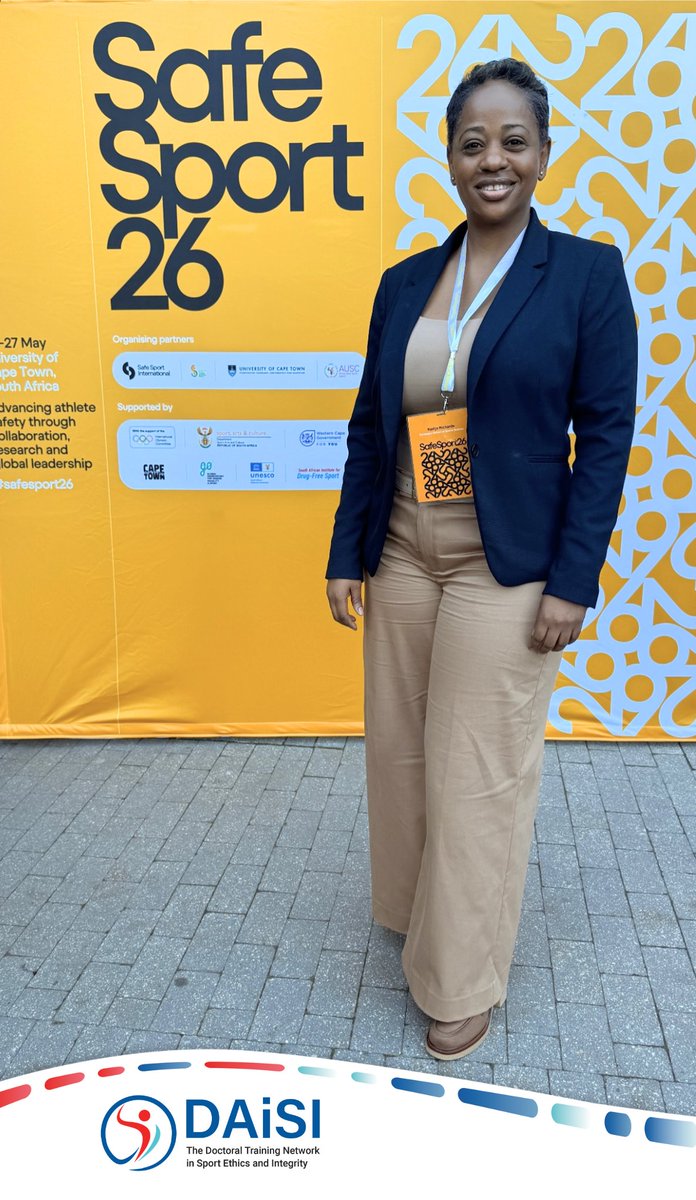 DaisiProject's tweet photo. Match made in heaven! 🌤️
#DAiSI presence at the @SafesportInt Conference in South Africa! 🙌🏻

Kadija attended the conference to discuss her research on the local anchoring of safe sport policies with a special focus on the Global South.✨ 

#MSCA #SafeSport2026 https://t.co/KgyS0jOgwp