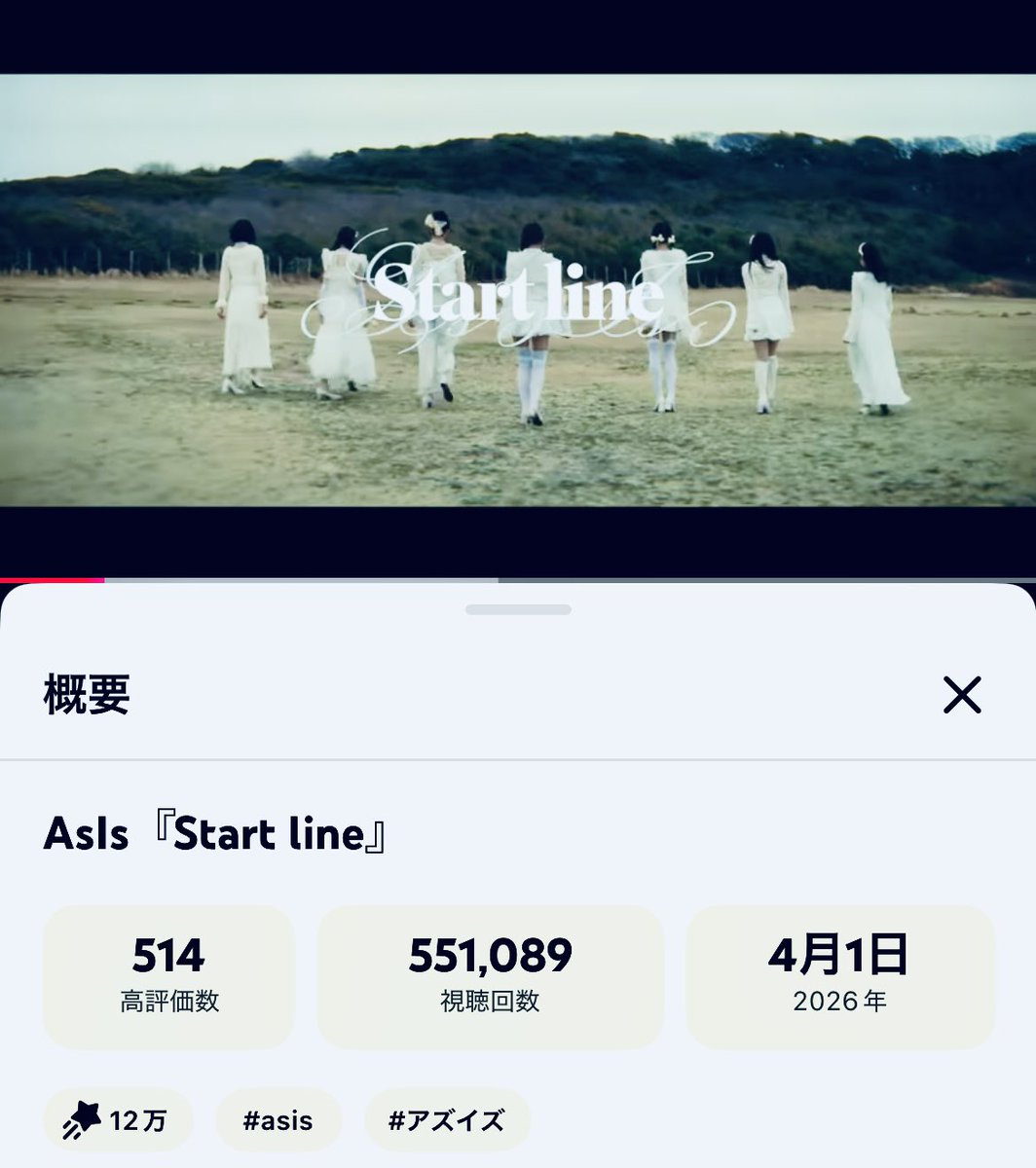 Ein_cho's tweet photo. ㊗️55.1万回再生👏
#AsIs #アズイズ #Startline https://t.co/L4UaBhmlXT