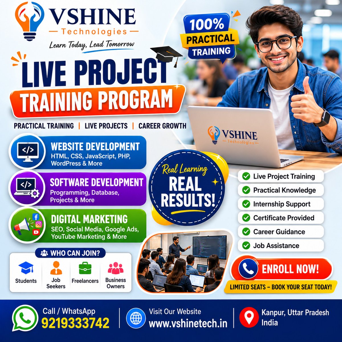 vshinetechnolo1's tweet photo. Turn Your Skills Into Success with VSHINE Technologies!
✔ Website Development
✔ Software Development
✔ Digital Marketing
MOB NO.: +91-9219333742
WEBSITE: https://t.co/kcllxeWzys
#VSHINE #VSHINETechnologies #LiveProjectTraining #PracticalTraining #Software https://t.co/nvt8Q7vzgi