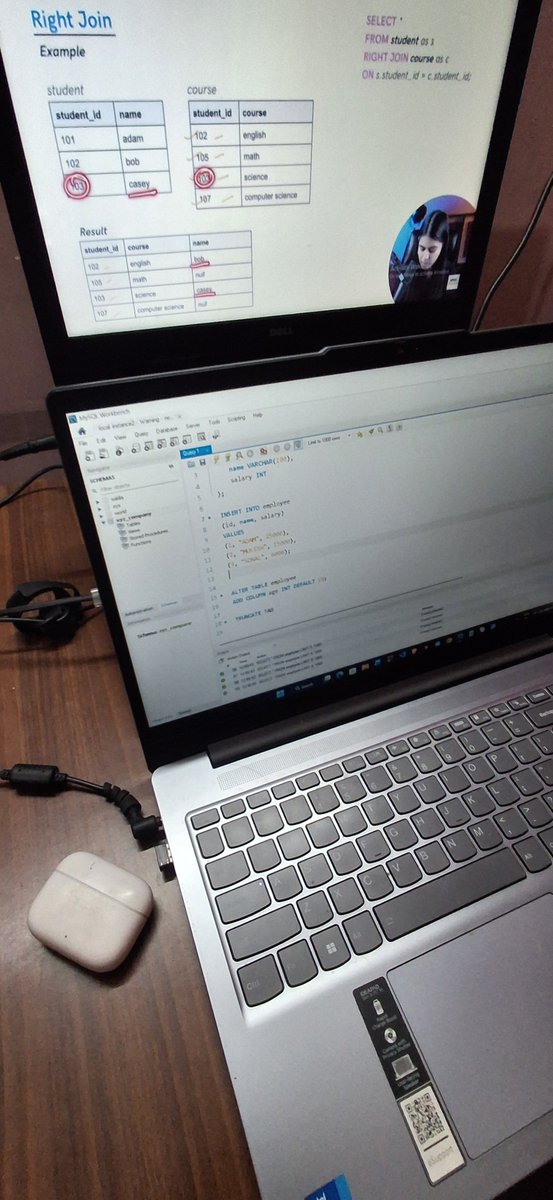 AnshulBuildss's tweet photo. 🚀 Day 3 of #SQL✅
Dived into SQL Joins today and finally understood how tables connect to tell a complete story.🔗📊

Learning one query at a time, growing one day at a time. 💻

@Oracle  #MySQL #LearningInPublic #BuildInPublic #CodingJourney #DeveloperLife #LearningDaily #Tech https://t.co/hfOz2b0aZO