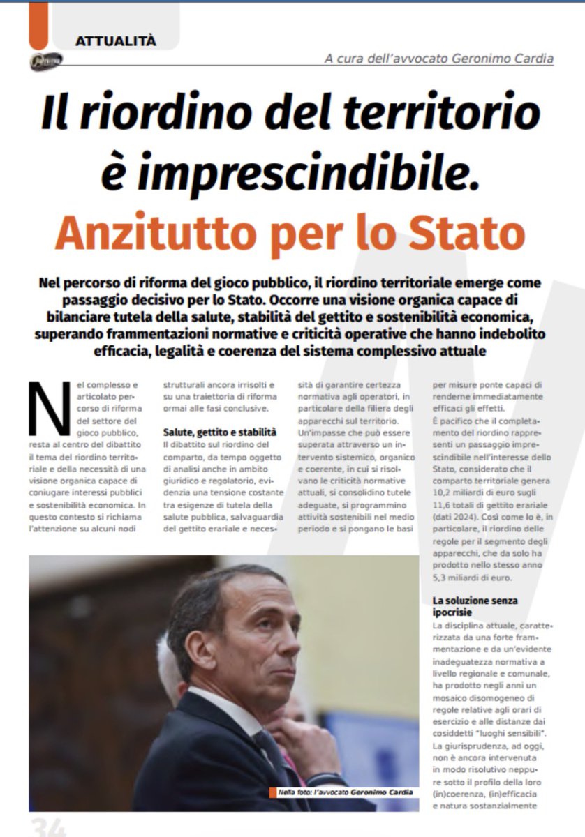 ACADI_it's tweet photo. Leggi l’articolo pubblicato su @Jammasrl , maggio 2026 a firma dell’Avv. @Geronimo_Cardia dal titolo: “Il riordino del territorio è imprescindibile. Anzitutto per lo Stato” https://t.co/RvyMgm5R8e