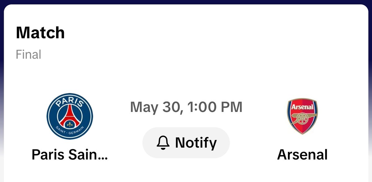 toshine4u's tweet photo. Predict the correct score between PSG and Arsenal in the Champions League final on Saturday. 

If Arsenal wins, 20 random people from the repost section get N10K each.

Goodluck everyone. https://t.co/G2we1Quxlv