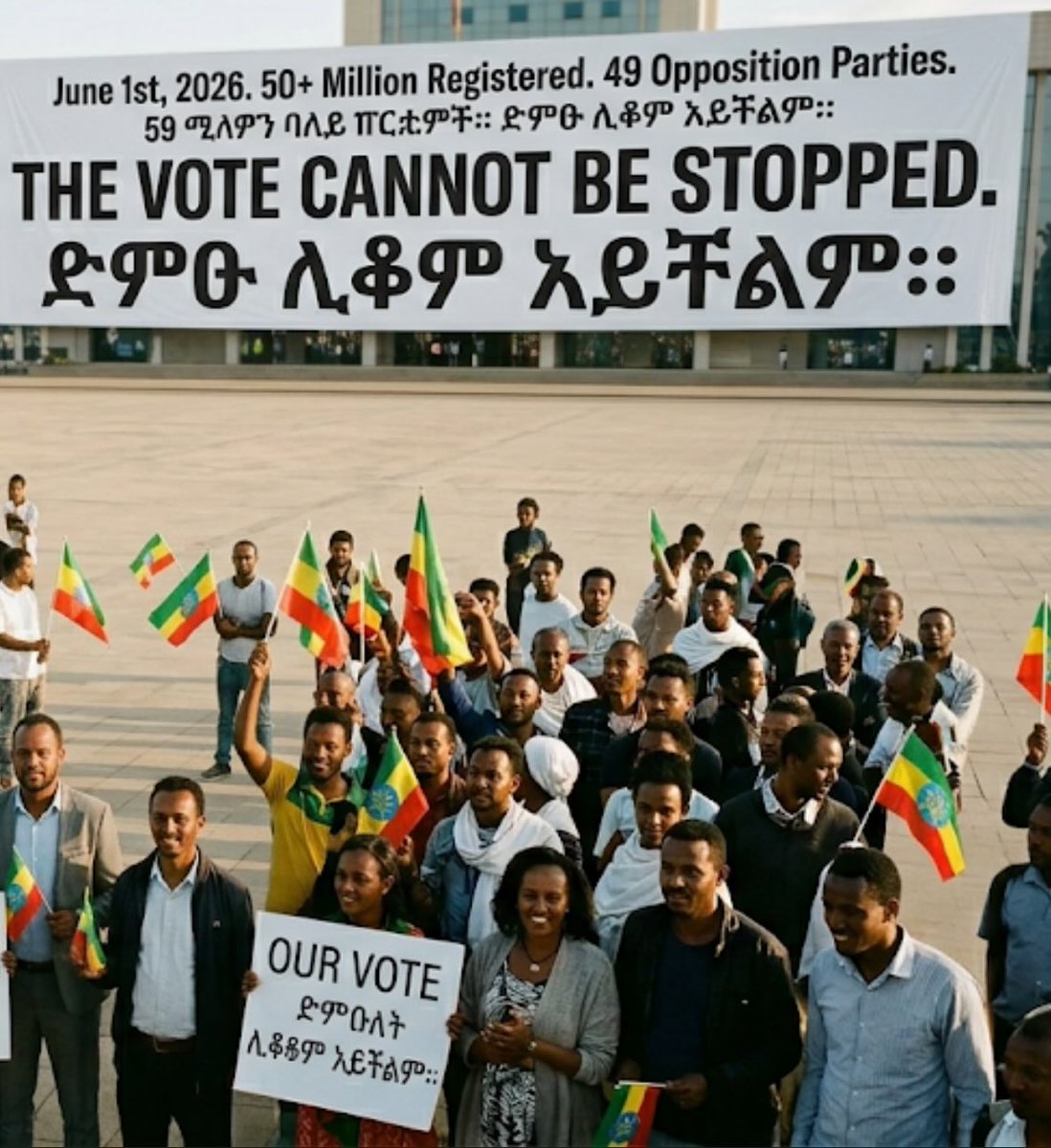 Moveonemoveall's tweet photo. Funny how the diaspora group that fundraised for bullets and drones and crowned themselves a "transitional government" without any local mandate is now suddenly terrified of elections while living in the west. What a disaster! #EthiopiaElections2026 https://t.co/SCIcDz7Uvn