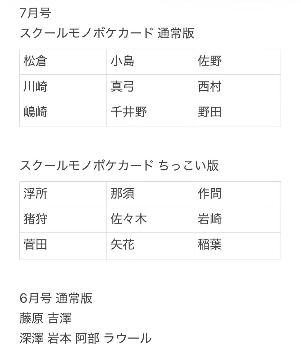 ohg_tk's tweet photo. 〈交換〉
Myojo7月号 厚紙カード
なにわ男子 スクールモノボケカード
通常版,ちっこい版

〈求〉
高橋＞数合わせ なにわ
または買取30/枚

〈譲〉
厚紙
モノボケカード 画像参照

過去物と交換も可、郵送交換
お心当たりのある方リプまたはDMまでお願いいたします。
#Myojo交換 #厚紙交換 https://t.co/cR8w5N4aZ1
