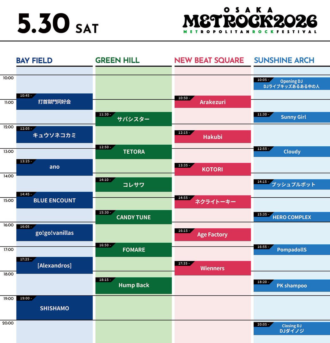 alexandroscrew's tweet photo. 【本日はこちら】

2026.5.30
"METROCK 2026 OSAKA" at 海とのふれあい広場

[Alexandros]は17:25〜BAY FIELDに出演します。

▼イベント公式サイト
https://t.co/LnfozdJWxY

▼17:25〜ABEMA生配信
https://t.co/rACsSjiaQL

#Alexandros #METROCK #メトロック
@METROCK_pr https://t.co/c55o7O5o7f