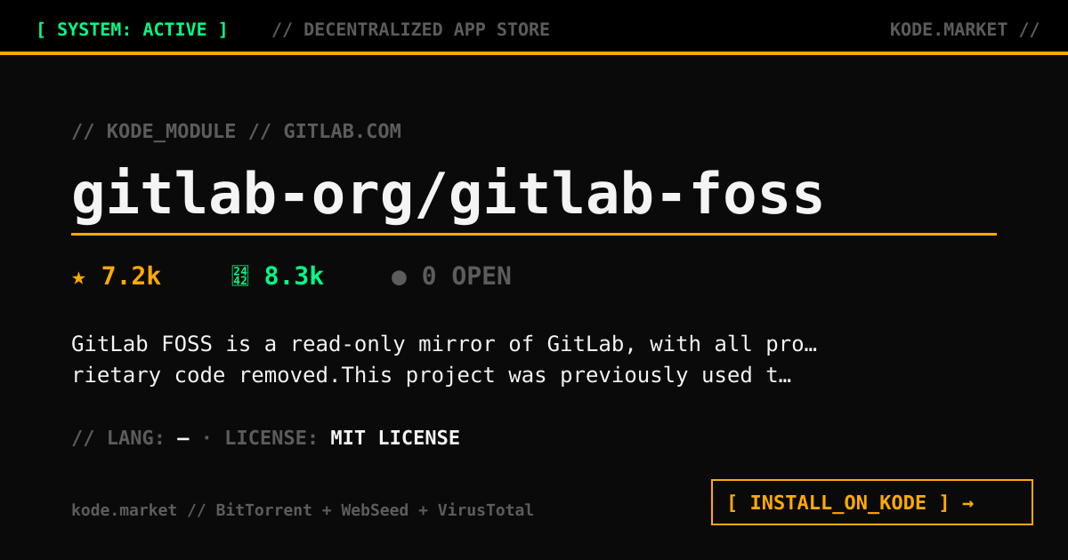 🦊 Trending on GitLab: GitLab FOSS GitLab FOSS is a read-only mirror of ...
