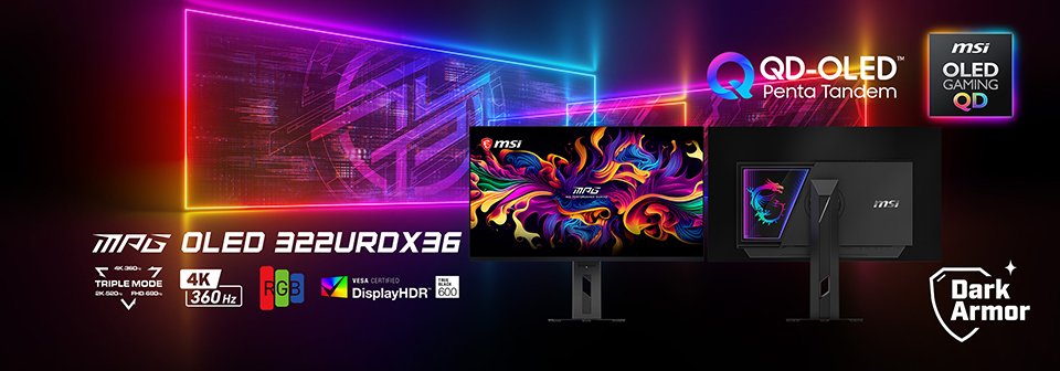 fury_mohammed's tweet photo. أعلنت MSI عن أحدث شاشاتها بلوحة QD-OLED بوضع Triple Mode !!!!!!

MSI MPG 322URDX36

- 32"
- 4K | 2K | 1080
- 360Hz | 520Hz | 680Hz
- QD-OLED Gen5 | V-stripe
- HDR TB600 = 600nits | 350nits
- Glossy | DarkArmor
- DP2.1 80Gbps

https://t.co/JVl2A7s9bD https://t.co/FSdnnMZL5C