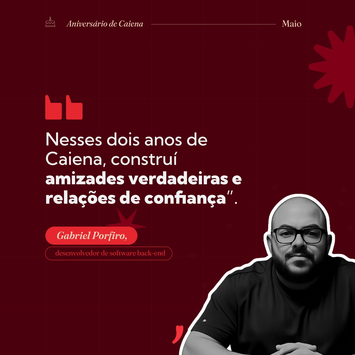 caiena_dev's tweet photo. Tempo de casa também é sobre construção, trocas e lições que completam o caminho.👏

Nesses dois aniversários de Caiena, os #devs Eduardo e Gabriel celebram o desenvolvimento de habilidades que fortaleceram suas entregas e a colaboração em equipe.

Parabéns, feras! 🥳 https://t.co/mw2CaK97Ja