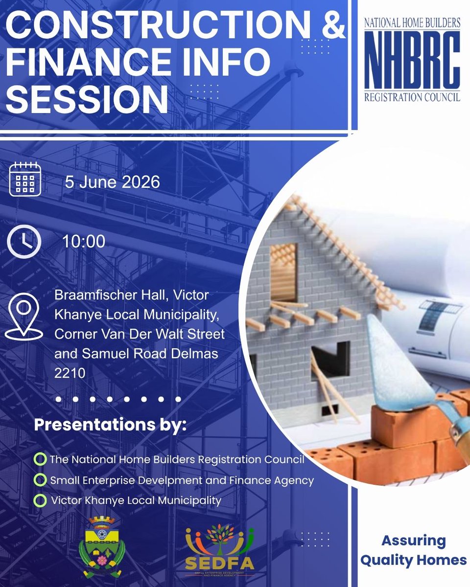 NHBRC's tweet photo. 👷‍♀️ 🏡 📢

#NHBRCServices #AssuringQualityHomes #NHBRCCares #KnowYourNHBRC  #BuildToLast https://t.co/B6PzM6YsKt