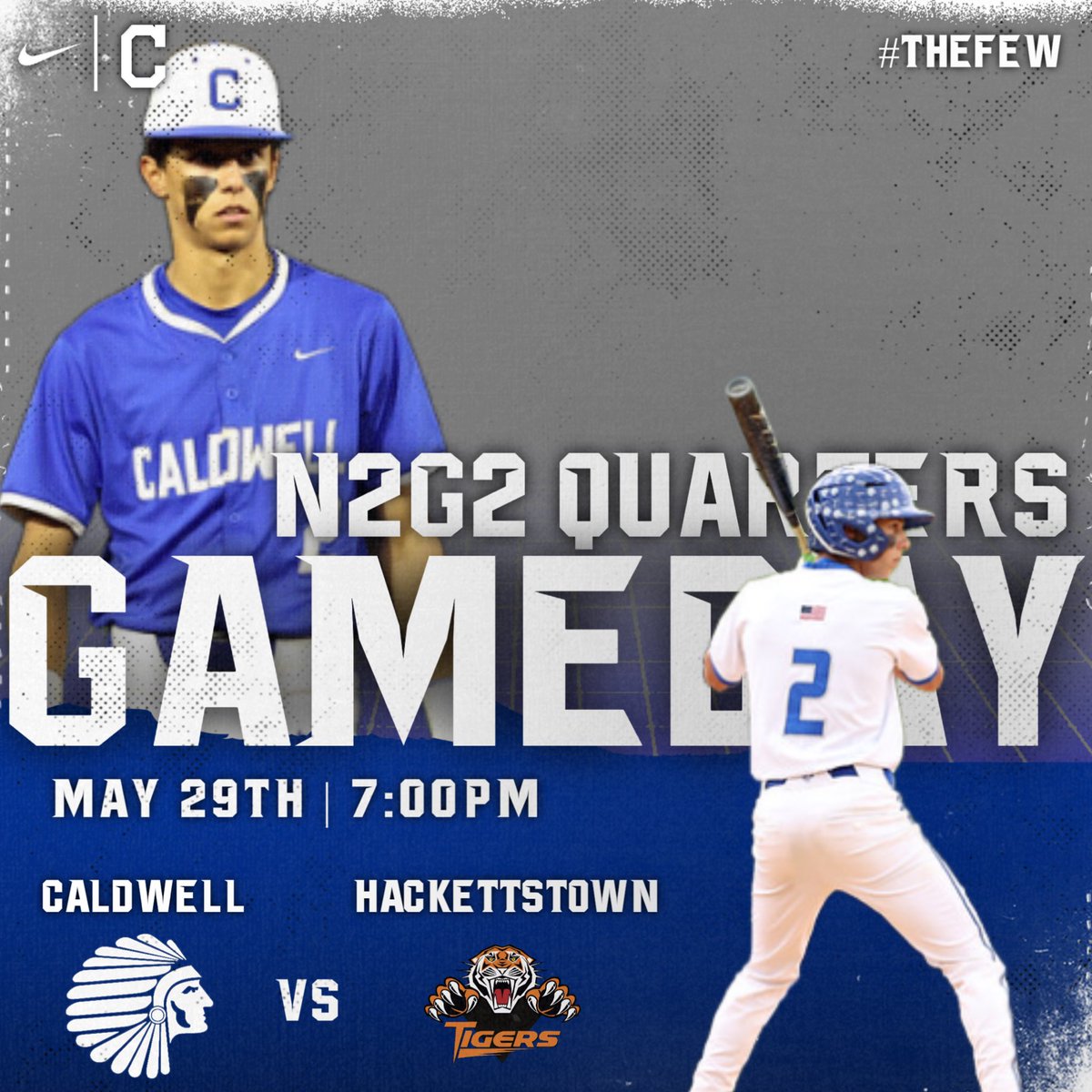 CWCJCHSBASEBALL's tweet photo. GAME DAY!!

🆚 Hackettstown
🏆 NJSIAA N2G2 Sectional Tournament - Quarters
📍Caldwell HS
⏰ 7:00 pm

All we got is today, tomorrow isn’t promised! No better day than today to compete! #CaldwellBaseball #NJBaseball #HomeGrown #TheBoysAreBack #TheFew https://t.co/K3D4RvyDjs