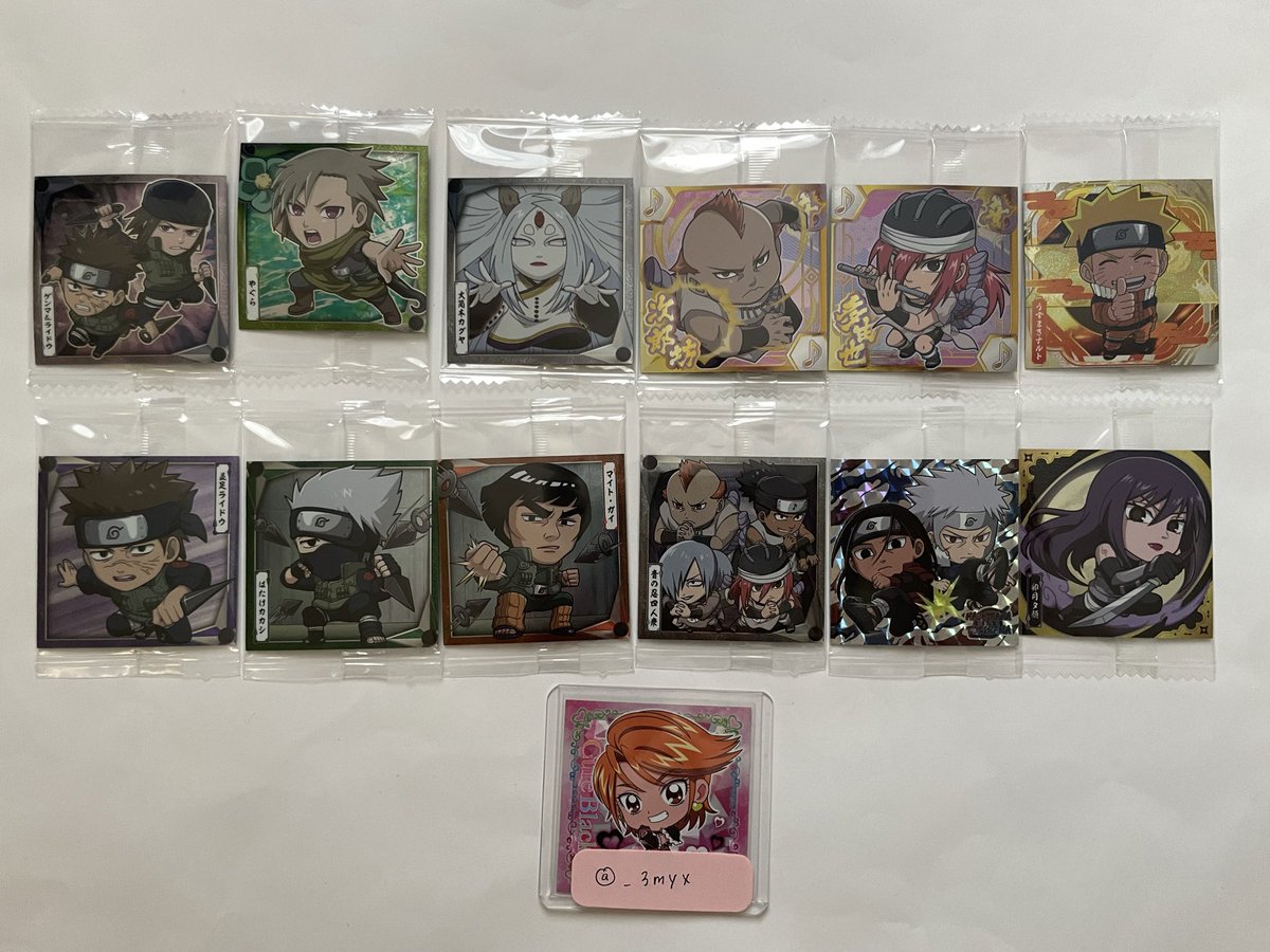 _3myx's tweet photo. NARUTO ナルト にふぉるめーしょん ウエハース 忍界シール vol.5 交換
呪術廻戦 鬼滅の刃 ヒロアカ ワンピース

【譲】画像1～3

【求】画像4

n：1検討します
郵送でのお取引希望
お気軽にお声掛けください🙇‍♀️ https://t.co/Ux8an4yDEL