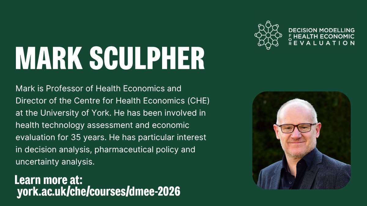 CHEyork's tweet photo. Master Advanced Decision Modelling with CHE & @LSHTM📊
Led by Profs Andrew Briggs & Mark Sculpher, internationally recognised for their contributions to #HealthEconomicEvaluation and #DecisionModelling.
Learn more & sign up: https://t.co/sApkS4RT5h
#HealthEconomics https://t.co/PCuz9HgUwY