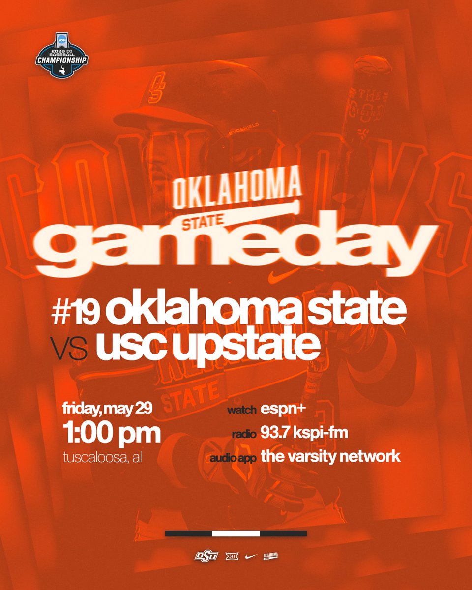 OSUBaseball's tweet photo. The road begins

🏟️ Sewell-Thomas Stadium
📺 https://t.co/6yvgq3V6GQ
📻 https://t.co/vom99q7e3F
📊 https://t.co/NME69t3Tfd

#GoPokes https://t.co/o4hr3fcMCm