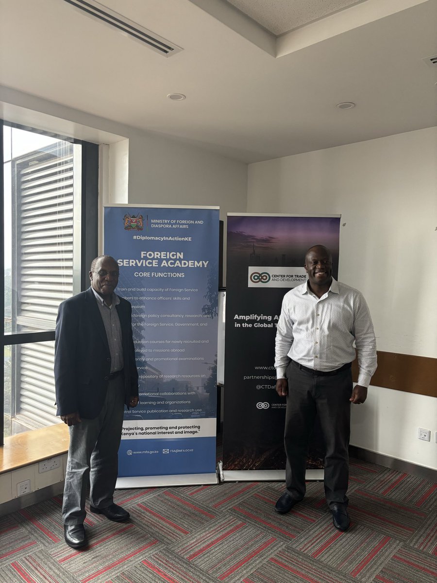 AlfredKOmbudo's tweet photo. Kenya’s foreign service officers are the eyes, ears and voice of our country to advance trade and investment. 

Through them we understand global trade flows, recognize opportunities, make connections, close transactions and create friendships.

It was a pleasure to train our newest cohort of Foreign Service Officers posted to close to 40 countries across 4 continents on what it takes to be an ambassador for Kenya’s trade and investment interests. 

The training was held in partnership with the State Department for Foreign Affairs, Foreign Services Academy and the Center for Trade and Development. 

@ForeignOfficeKE @FSAKenya @ctdafrica