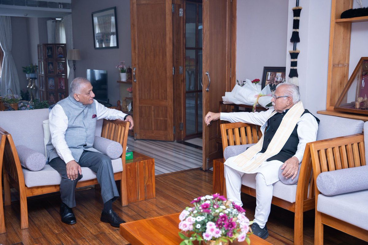 Gen_VKSingh's tweet photo. It is a pleasure to welcome the Hon’ble Union Minister for Power and Housing &amp; Urban Affairs ⁦@mlkhattar⁩ to our beautiful state. We look forward to productive discussions on power infrastructure and urban development that will benefit the people of Mizoram. https://t.co/7DGtwnKw8i