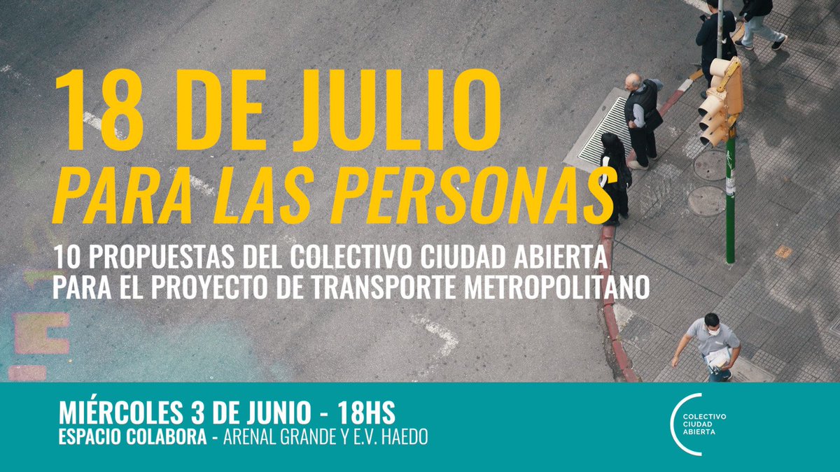 CiudadAbiertaUY's tweet photo. 18 DE JULIO PARA LAS PERSONAS 🚍🌳👥 

Desde Ciudad Abierta  presentamos 10 propuestas para mejorar el proyecto de Transporte Metropolitano, una oportunidad histórica para transformar 18 de julio y mejorar la movilidad, el espacio público y la vida urbana de Montevideo. https://t.co/vzizTvWDev