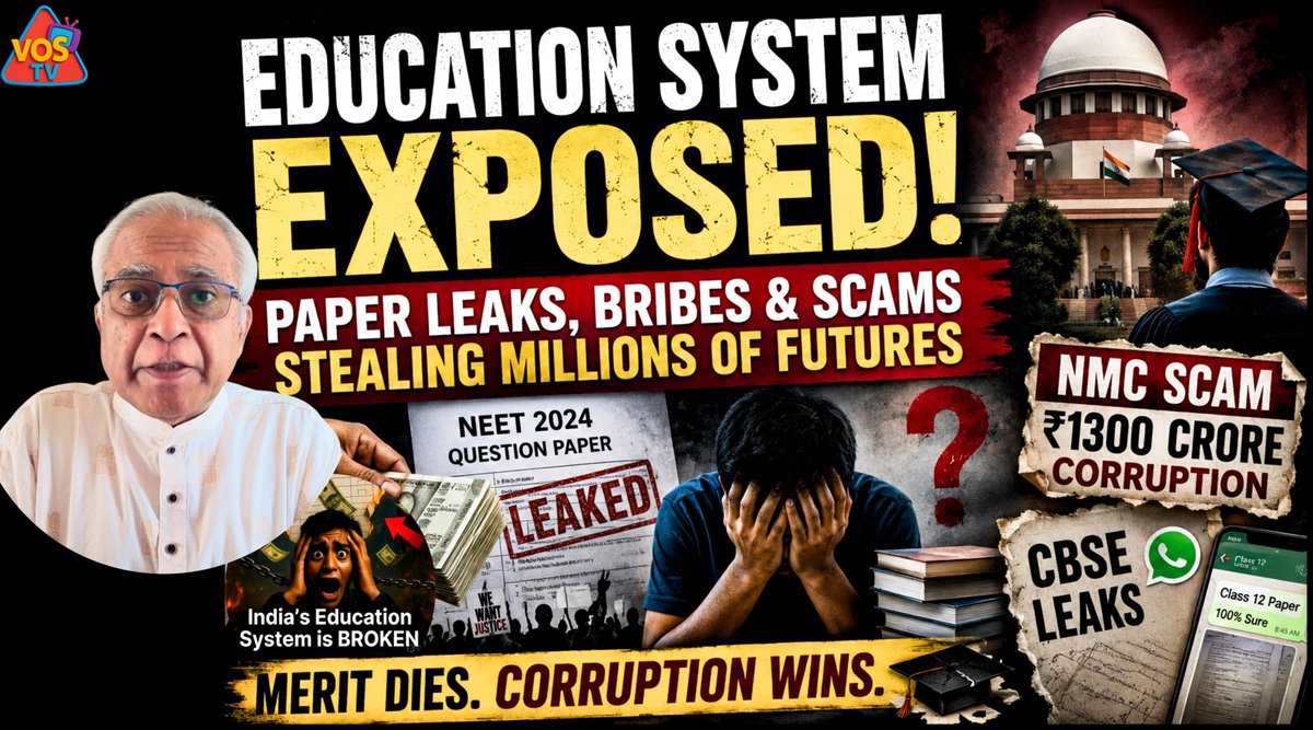 RandeepWadehra's tweet photo. EP #256.Corruption and Scandals in India’s Education and Examination Sys... https://t.co/zqfZacNUhn via @YouTube India education system corruption, NEET paper leak, NMC scam India, CBSE paper leak, education scams in India, Indian exam corruption, medical entrance exam scam, https://t.co/7VpcFP6uME