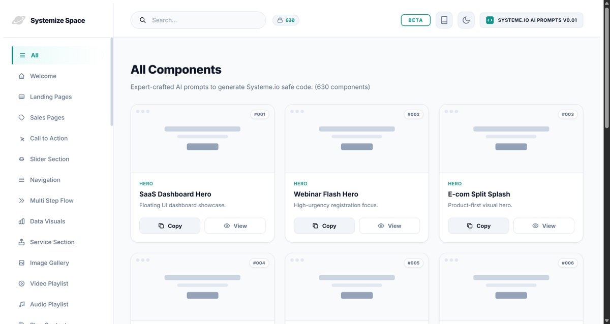 alpxweb's tweet photo. Systeme-io AI Builder 
What It Is and How the Vault Supercharges It

@systeme_io officially confirmed a native AI Builder is coming.. one that generates your pages in a single click. This is the biggest update to Systeme-io since launch, and it changes everything about how we build pages on the platform.

Here is what you need to know.

What the Systeme-io AI Builder Is

The Systeme-io AI Builder (Systeme-io AI Studio) is an upcoming native AI integration inside Systeme-io.

Based on how Systeme-io is built and how AI integrations typically work in page builders, it will likely work in one of two ways:

→ Fully integrated into the page builder, AI generates elements, sections, pages directly on the canvas.

→ Connected to an LLM, AI processes prompts and outputs code into the raw HTML block.

Either way, the raw HTML block for me remains the most powerful building element in Systeme-io. Full design freedom. No constraints from default elements. Just pure, custom code that does exactly what you want.

600+ Systeme-io Prompts Already AI-Powered

The Vault has 600+ AI code prompts built specifically for Systeme-io page building right now. Hero sections, pricing tables, navigation bars, countdown timers, testimonial grids, checkout flows, and more. 

These prompts plug directly into any AI integration Systemeio builds, including the upcoming Systeme-io AI Builder.

Every prompt is carefully directed and created by AI, guided by Systemize Space specifically for Systeme-io. Not generic prompts. Precision-engineered for the platform's exact structure, constraints, and output format.

The Knowledge Feeder: 5 Protocol PDFs That Feed AI

Beyond the 600+ pre-built prompts, the Vault includes the Knowledge Feeder: an upgraded Safe Protocols system with five deep knowledge protocol PDFs designed to feed AI models with everything it needs:

→ Coding Terminology
Te complete vocabulary AI needs for Systeme.io-compatible code.

→ Design Language System
Visual rules, spacing, color harmonies, typography hierarchies.

→ Web Performance System
Lightweight, fast-loading code generation

→ Conversion Copywriting
Persuasion architecture, headlines, CTAs that convert.

→ Protocol Command System
Master instructions tying everything together
Upload any of these protocols and you create your own AI code engine that generates unlimited, context aware prompts on demand. The 600+ prompts are your starting point. The Knowledge Feeder is your unlimited expansion.

AI Safe Protocols, Evolved

AI Safe Protocols don't disappear when the Systeme-io AI Builder launches, they evolve. They also transform external HTML into safe Systeme-io code and guide editing custom codes. 

The Knowledge Feeder represents this evolution: Safe Protocols upgraded into deep-knowledge AI feeding systems for every section type.

Custom Codes: Premium Starting Points

Battle tested, production ready Systeme-io code sections that go beyond what a standard AI Builder output produces. 

Premium starting points for almost every section type. See the design you like, place it on your page, transform it into your brand. Plus a request system, if you need a section that doesn't exist yet, it gets built.

The Vault Makes the Systeme-io AI Builder Unstoppable

The Systeme-io AI Builder is the engine. The Vault is the premium fuel. Without expert prompts, the AI Builder produces generic output. With the Vault, it produces strategic, conversion optimized, platform specific epic page experiences.

The Vault Is Already Live
Already growing. Built by one person using AI to push Systeme-io beyond its default limits. 

The AI Builder is coming. More people will flood into this space when it does. The ones already inside the Vault will be the experts from day one.

Why wait? Right now, every AI chat model is your unlimited canvas. No tokens. No subscription to a separate AI tool. 

Unlimited premium html output for Systeme-io. You learn the roots of how AI and Systeme-io work together, and when the AI Builder launches, you are not catching up. You are leading.

The Vault is open. The AI Builder is coming. The only question is: are you inside when it arrives?

Systemize your web. Own your space. 🪐