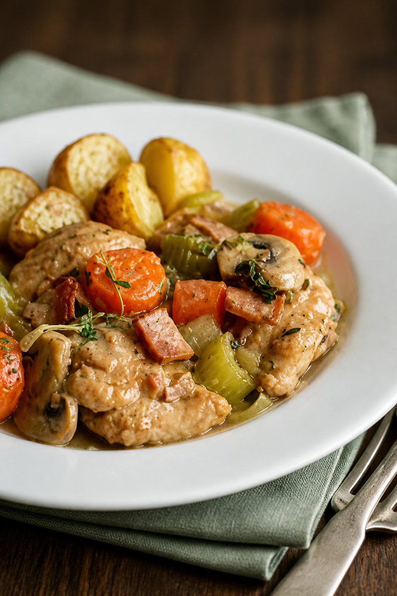 TheNibble's tweet photo. What’s for dinner? It’s National Coq Au Vin Day, celebrating one of the most popular French country dishes: chicken and veggies in a white wine sauce. Here’s the classic recipe: https://t.co/CSrxklmyDx. https://t.co/HSGm57QJFm
