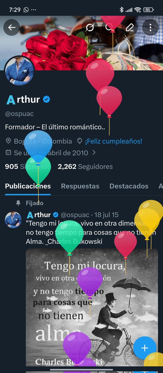 ospuac's tweet photo. Hoy el calendario dice que soy un año más viejo, pero el alma no entiende de fechas.
Solo sabe que ha amado, que ha caído y que cada vez que se levantó, lo hizo con más luz. 
Felicidades a este loco que nunca para, que ama demasiado y se arrepiente muy poco.
Hoy brindo por mí, que no es poca cosa seguir aquí con el alma encendida. 🥂 🎂 🎉💐