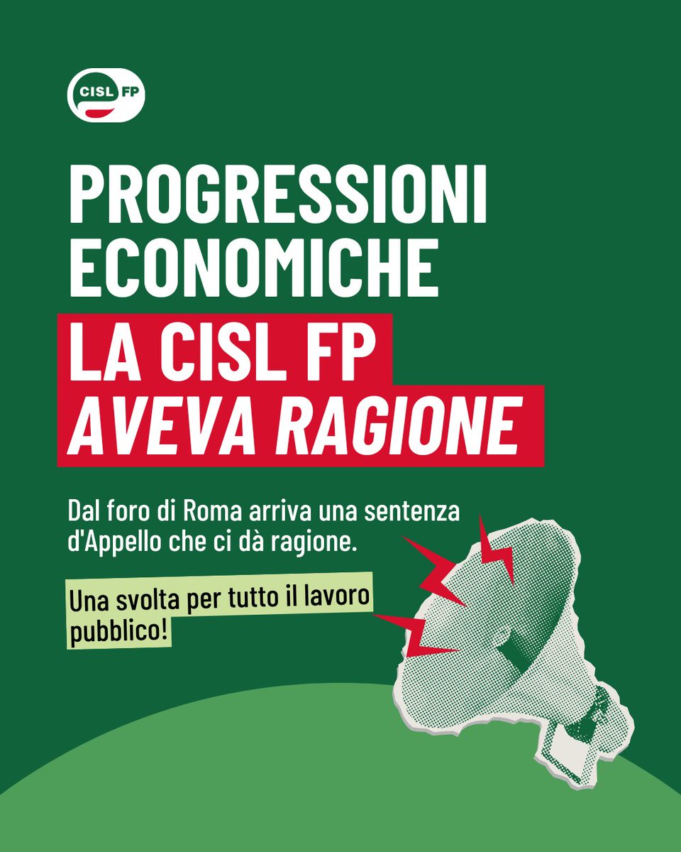 cislfp's tweet photo. La CISL FP aveva ragione. La Corte d’Appello di Roma conferma che sulle progressioni economiche non esiste alcun limite rigido del 50%: la platea dei beneficiari è materia di contrattazione. Una vittoria importante per i diritti dei lavoratori. Seguici sui social per approfondire https://t.co/kjGjU5xMqa