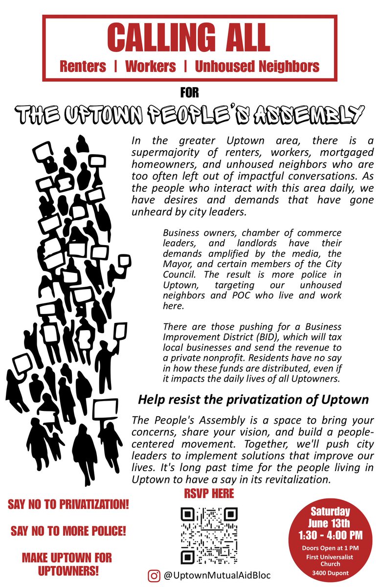 RegenerateDSA's tweet photo. If you work or live in Uptown Minneapolis and are looking to address the everyday issues that the thought leaders of Minneapolis are ignoring, please consider coming to The Uptown People’s Assembly on June 13th

RSVP Here: https://t.co/kRm7XtkJXk https://t.co/Fw0dYyBOiW