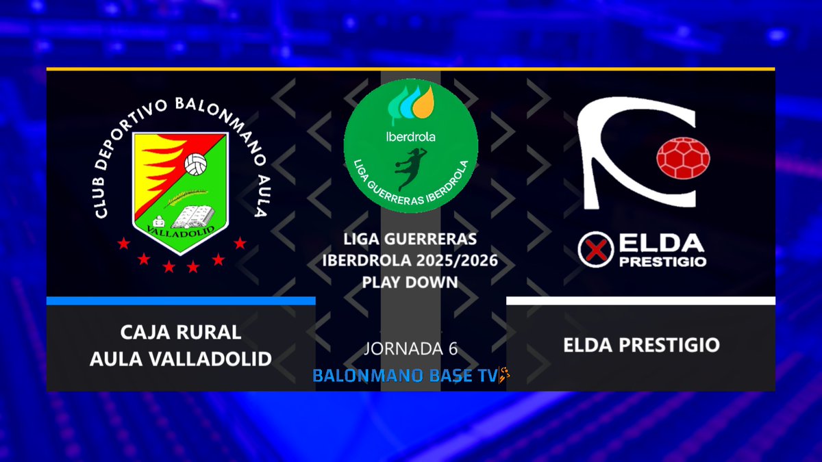 BalonManoBaseTV's tweet photo. 📢Media hora para empezar!

El Caja Rural Aula Valladolid recibe al Elda Prestigio en la Jornada 6 del Play Down de la Liga Guerreras Iberdrola. 💪🔥

✅Sigue el partido en directo desde nuestro canal de YouTube   https://t.co/hpXLtFSnMT

#LaCasadelMejorBalonmano https://t.co/yLYJeA7dlQ