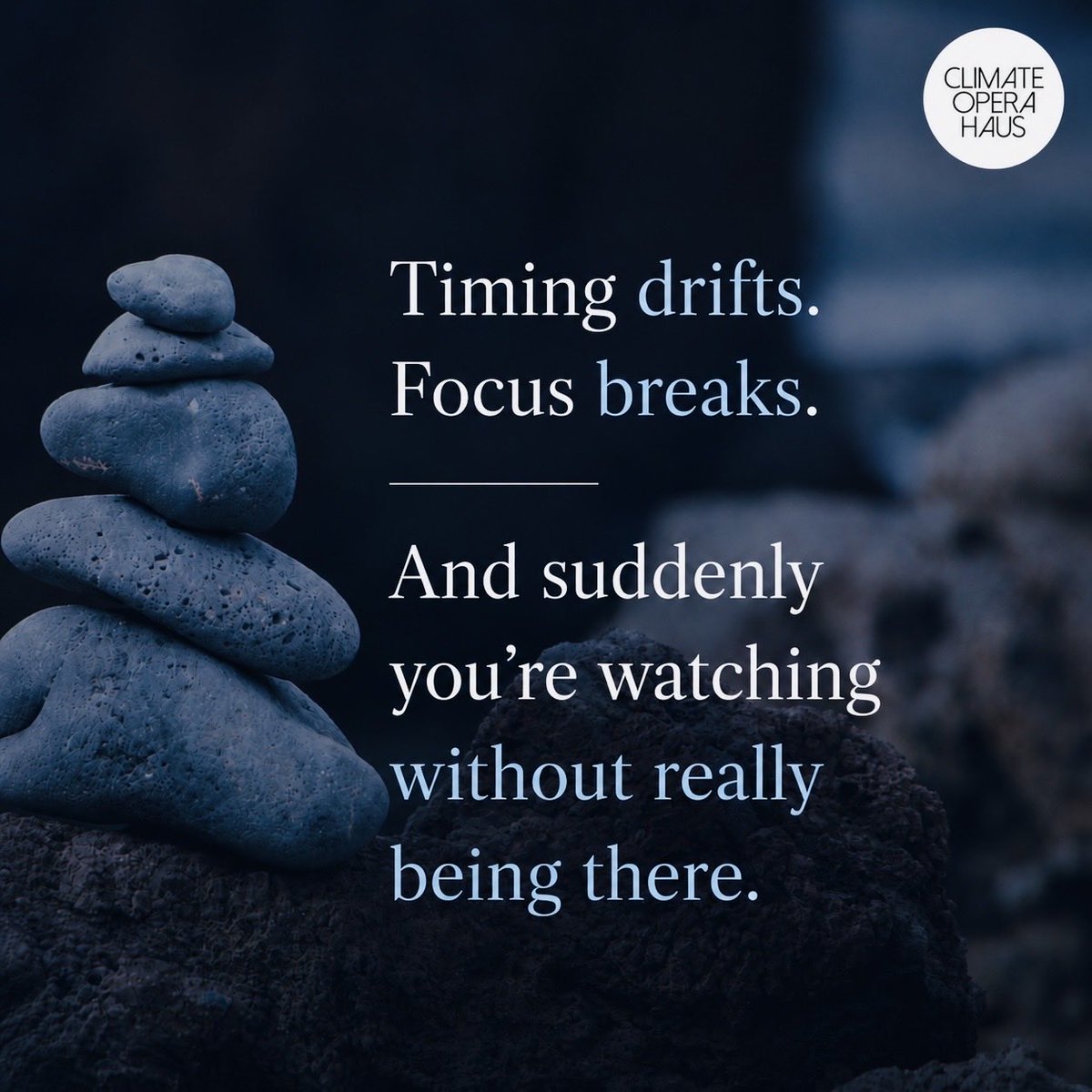 Climateopera's tweet photo. Have you ever watched something
and felt it lose you halfway?

Timing. Energy. Focus.
Something breaks alignment.

What pulls you out first?

#COH #Performance #Attention #Theatre https://t.co/KwNn25kNzY
