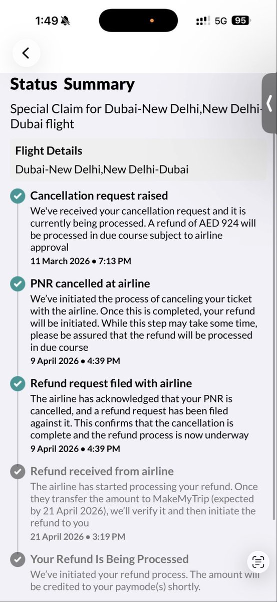 ArjunBisht89's tweet photo. @makemytripcare @makemytrip Hello i have got the mail regarding refund but its showing 262 aed how come you giving me refund of this less it was showing 924  please proceed my proper refund which is mentioned in this dont make it fool anymore https://t.co/tWlDlQ3FQq