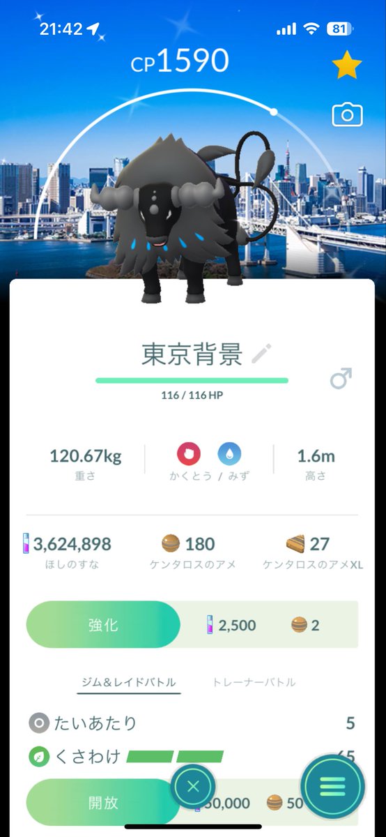 chantake_poke's tweet photo. 東京二日目〜
ミュウツーとケンタロスの色背景来てくれて満足です☺️
公園はとにかく疲れました😅
暑いの苦手なので午後の部で良かったです🙆
皆さんとスマホ掲げたのは楽しかったです✨
明日もがんばりまーす✌️

#ポケモンGO 
#ポケモンGOフェス https://t.co/UfNp74Na4K