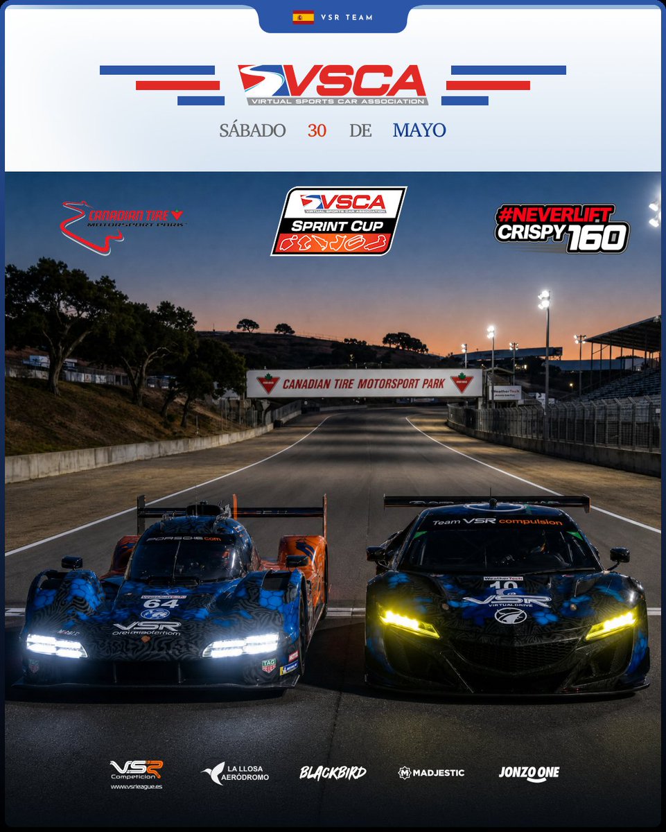 VsrCompeticion's tweet photo. Mañana nos enfrentamos a la 7ª prueba del campeonato VSCA @vscaracing 
2:40h en el trazado de Canadian Tire. 
Mucha suerte!!! 💪🏻 https://t.co/dBOWoGwQyN