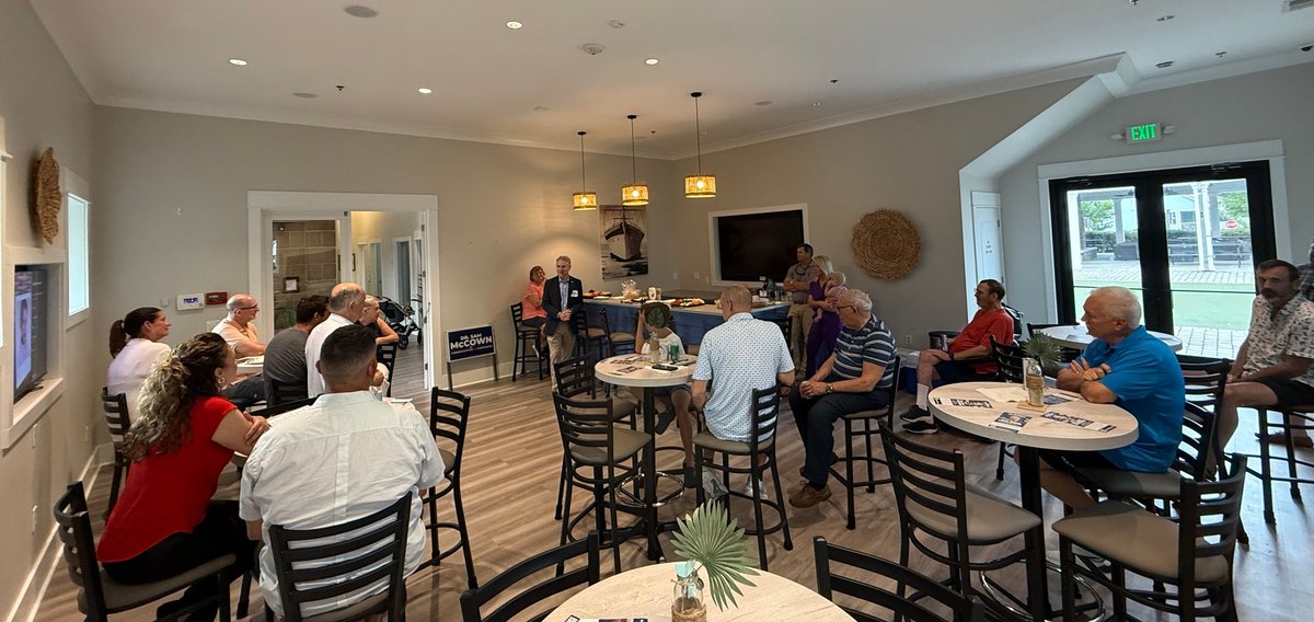 DrSamMcCown's tweet photo. Thank you Dan for hosting a fantastic neighborhood meet-up in Oyster Point  this week!  I’m grateful to everyone who came out, asked thoughtful questions, and talked about the future of our country and our community.  This is how we are going to win: one conversation, one neighborhood, and one voter at a time!

Thank you Dan and Oyster Point!