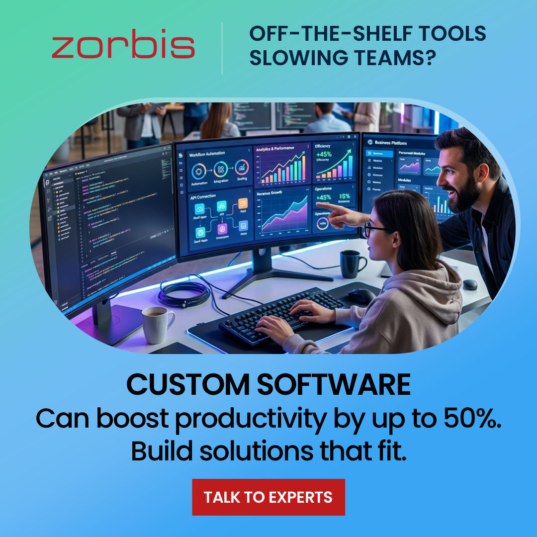 Zorbis_Inc's tweet photo. Still using software that slows your team down? Zorbis builds custom solutions that streamline workflows, boost collaboration, and scale with your business.

Let’s build software tailored to your success. Contact us at: https://t.co/njfO4Cb6EO

#CustomSoftwareDevelopment #Zorbis https://t.co/XRks9Uctv8