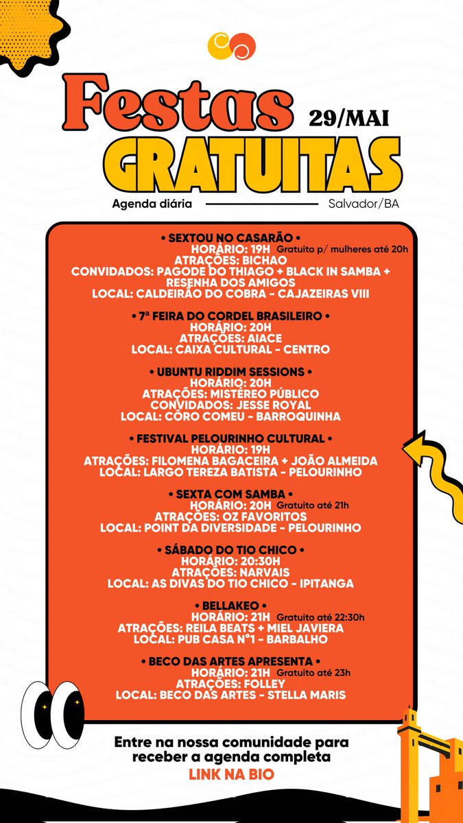 ChegouOCarnaval's tweet photo. 🗓 Bom dia com agenda gratuita pro seu sextou: https://t.co/edRgnYbcJY