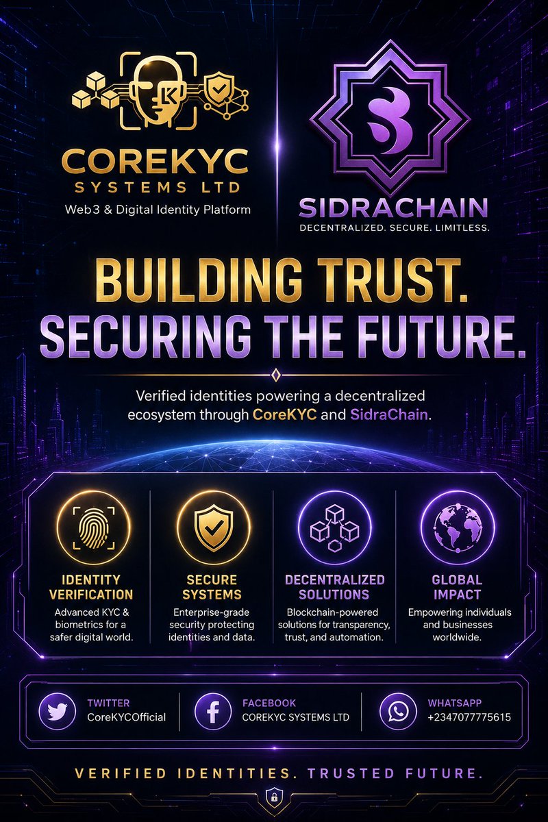 CoreKYCOfficial's tweet photo. Assalamualaikum Warahmatullahi Wabarakatuhu, Sidra Family

It is important for everyone to understand that since the launch of the Sidra mainnet in 2023 up to now, the use of SidraDEX has not been strictly limited to the Sidra Wallet alone.

Users are able to connect decentralized wallets such as Trust Wallet, SafePal, MetaMask, and others. However, for anyone who has been using the Sidra Wallet before recent updates, there are important things to understand.

In 2025, Sidra issued a warning stating that anyone who wishes to continue managing their assets properly must pay close attention to updates and policies, as future upgrades may affect how wallets and interactions function.

What we need to understand is:

Always read rules and policies before using any system

Not every issue should be attributed to the core team

The Sidra wallet is decentralized and still under development

All transactions and mining records remain on the blockchain and cannot simply disappear

We should take time to understand the system before making conclusions. By following updates properly, we can avoid misunderstandings and misinterpretations.

Insha Allah, everything will be resolved in due time.
#SidraChain #SidraCommunity #Web3 #Blockchain #DeFi #Crypto #Decentralization #DigitalAssets #CryptoCommunity #FutureFinance @sidrachain_ct @Sidraholding @sidrabank @maljefairi @sidrachain