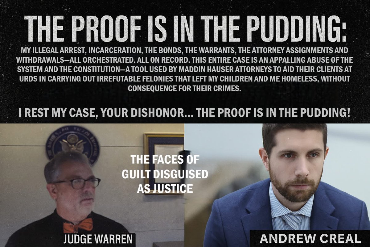 VinceOrlandoIV's tweet photo. A Michigan father walked into a corrupt courtroom, invoked Declaratory Rights, took it over on the record, and broke the corporate courtroom algorithm.
They retaliated with a fake warrant, illegal psych detention, and homelessness.
He turned down a 7-figure gag order.
Now he’s releasing the repeatable blueprint and heading to the U.S. Supreme Court.
This is the 1776 Reset in action.
Full press release + links below.
Journalists — the documents and court records are ready.
@elonmusk @joerogan @propublica @ggreenwald @pressfreedom 
#TheConsequencesOfTruth #HumanGIUprising